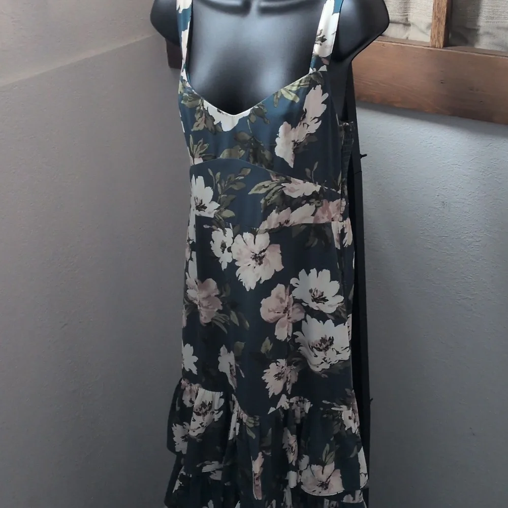 ✨ Abercrombie And Fitch Tiered Ruffle Drama Dress In Teal Floral Size M